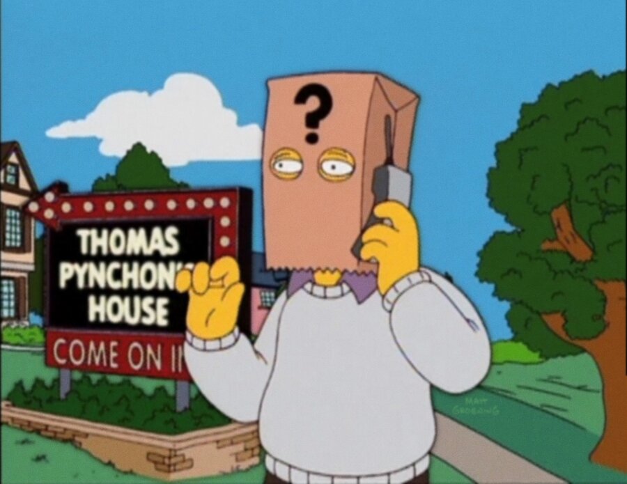 THE SIMPSONS: Thomas Pynchon on the "Diatribe of a Mad Housewife" episode of THE SIMPSONS on FOX. THE SIMPSONS ™ and © 2004 TCFFC ALL RIGHTS RESERVED.